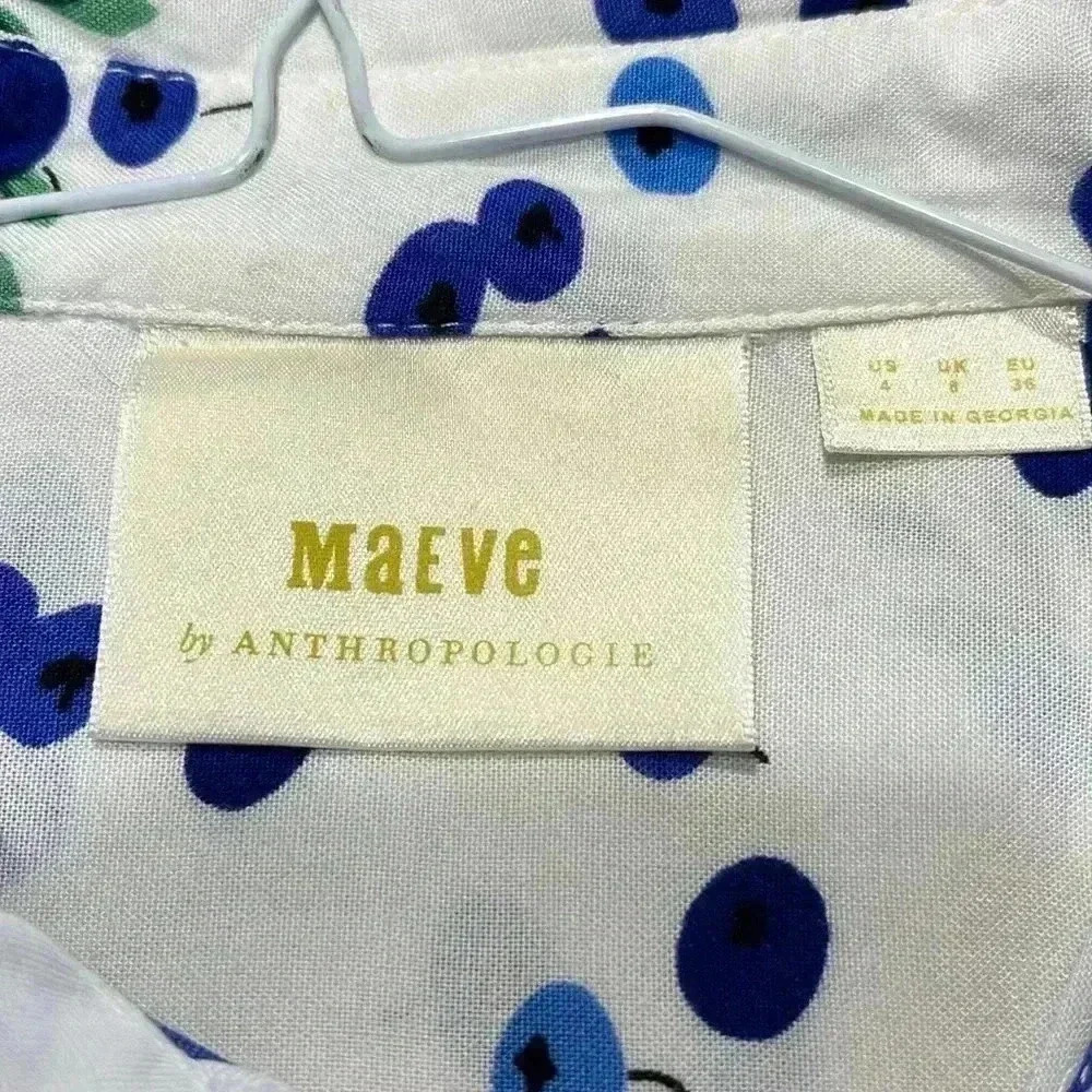 Anthropologie Maeve Novelty Print Blouse Top Fruit Blueberry Sz 4 Small - Picture 9 of 12